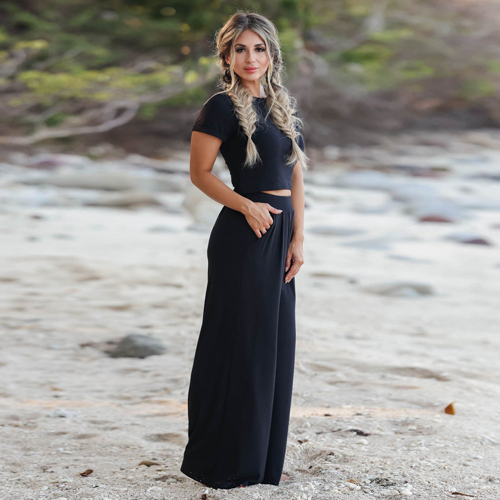 Short Sleeved T Shirt And Trousers Two Piece Suit Women - L&M LIFE PRODUCTS