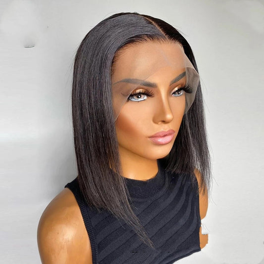 Short Bob Wig Bone Straight 13x4 Transparent Lace Front Wigs - L&M LIFE PRODUCTS