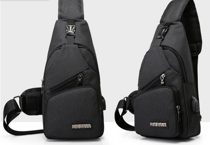 New shoulder bag men's charging bag sports men's usb chest bag outdoor diagonal package - L&M LIFE PRODUCTS