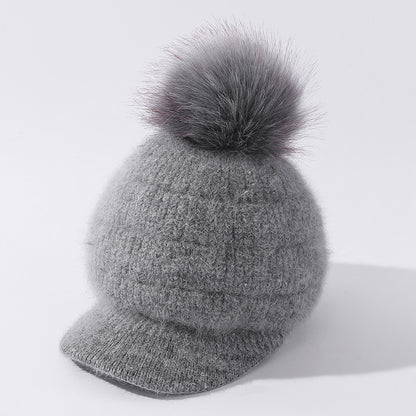 Women's Rabbit Fur Ball Plus Velvet Warm Woolen Hat - L&M LIFE PRODUCTS