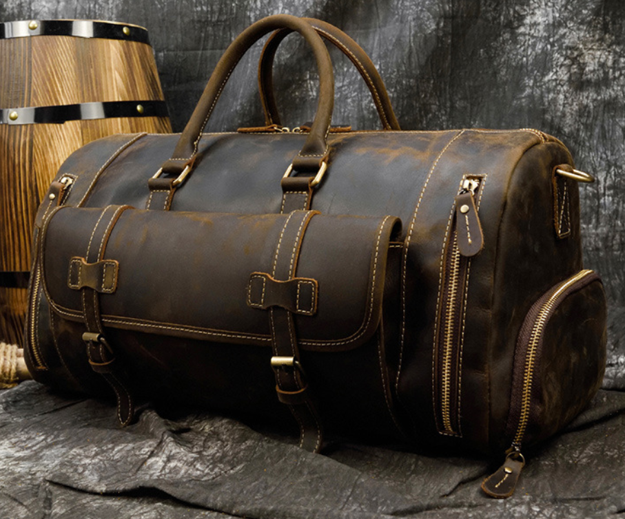 Retro Crazy Horse Leather Men's Travel Bag - L&M LIFE PRODUCTS