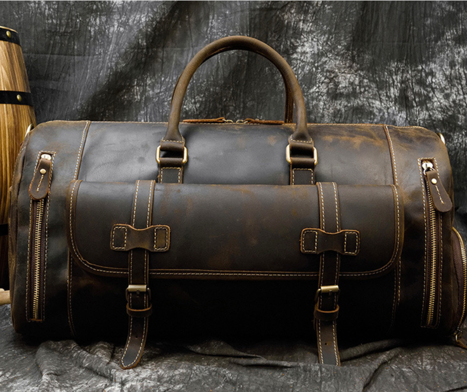 Retro Crazy Horse Leather Men's Travel Bag - L&M LIFE PRODUCTS