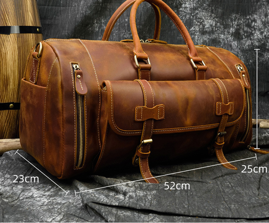 Retro Crazy Horse Leather Men's Travel Bag - L&M LIFE PRODUCTS