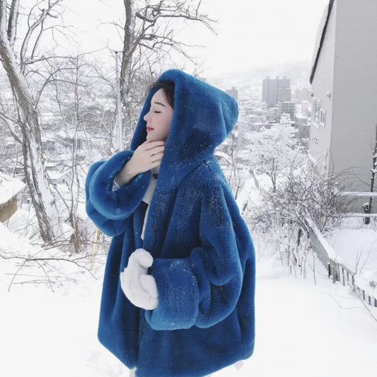 Loose Fur Faux Rex Rabbit Plush Sweater Coat - L&M LIFE PRODUCTS