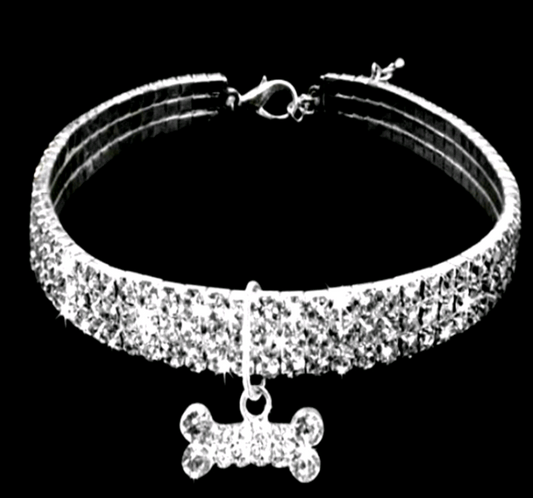 Three-row Elastic Pet Pendant Rhinestone Collar - L&M LIFE PRODUCTS
