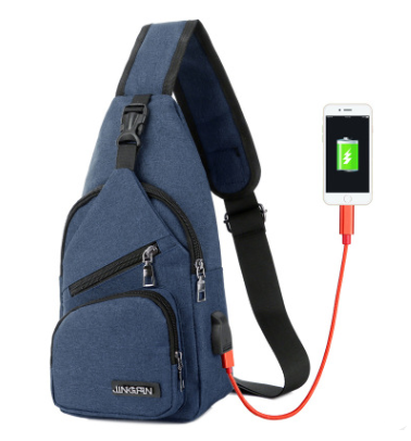 New shoulder bag men's charging bag sports men's usb chest bag outdoor diagonal package - L&M LIFE PRODUCTS