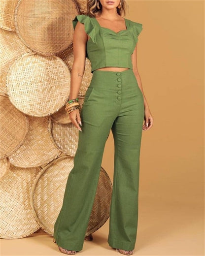 Slim Blouse And High Waist Long Pants Temperament Suit Women - L&M LIFE PRODUCTS