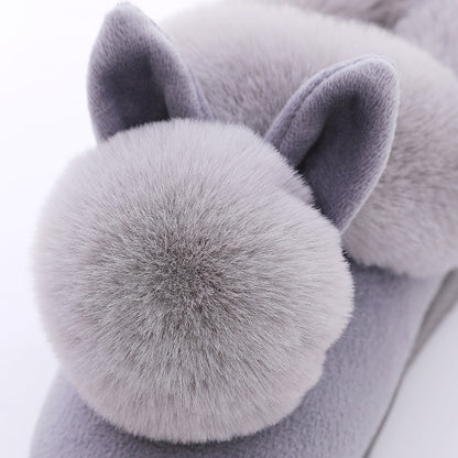 Autumn Winter Cotton Slippers Fur Rabbit Home Warm Thick Bottom Indoor Cotton Shoes Womens Slippers Cute Fluffy Cat Slippers - L&M LIFE PRODUCTS