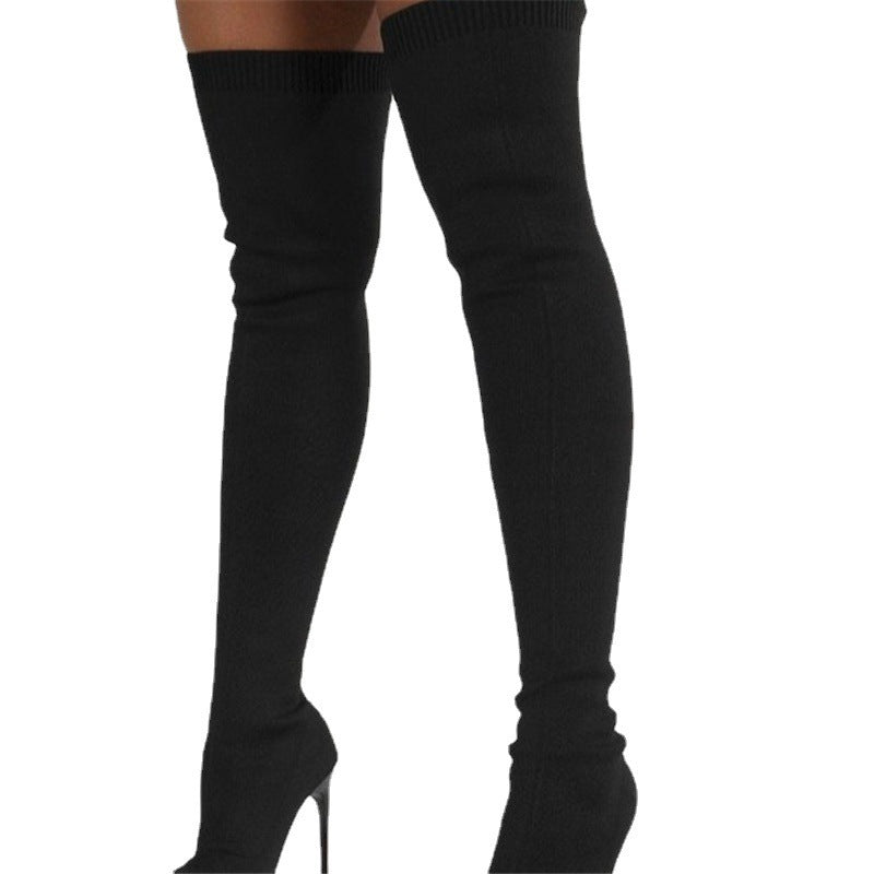 Women's High-heel Knit Over-the-knee Boots - L&M LIFE PRODUCTS