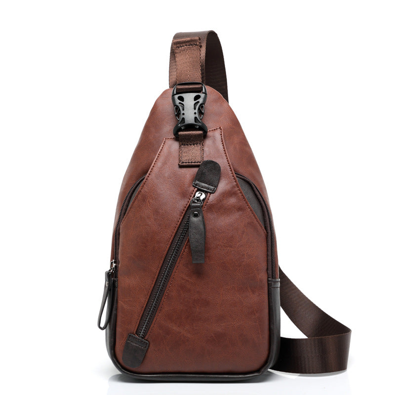 2023 New Korean Men's Fashion Leather Chest Bag Shoulder Bag Messenger Bag Bag Riding Backpack - L&M LIFE PRODUCTS