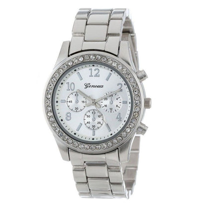 Diamond bracelet watch stainless steel belt watch Geneva alloy watch - L&M LIFE PRODUCTS