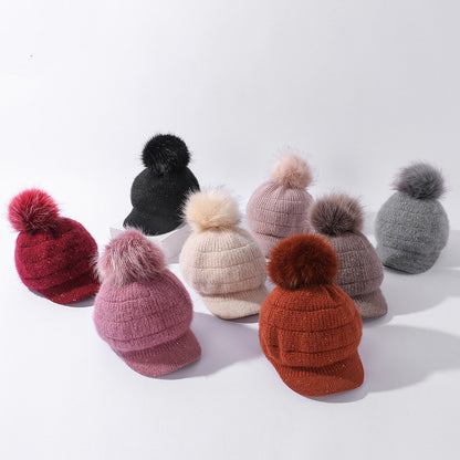 Women's Rabbit Fur Ball Plus Velvet Warm Woolen Hat - L&M LIFE PRODUCTS