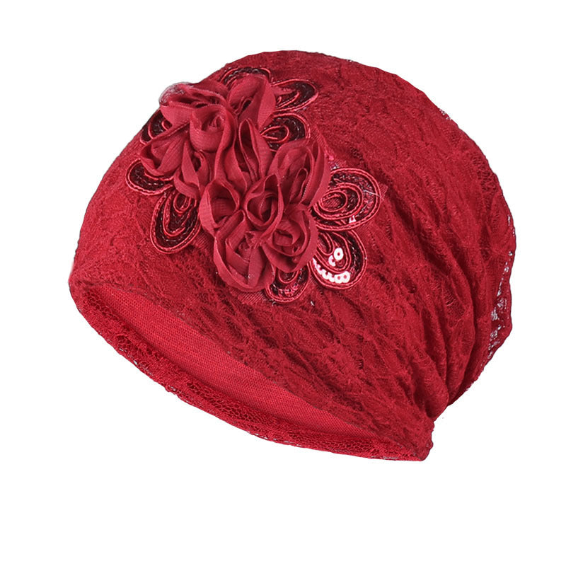 Casual Thin Lace Flower Pullover Hat - L&M LIFE PRODUCTS