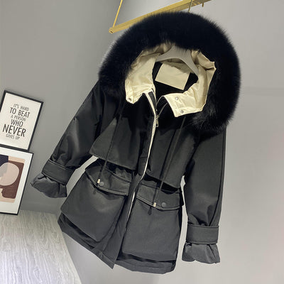 Fashion Hooded Faux Fur Collar Women's Clothing Big Pocket Down Jacket Female Winter Coat Woman - L&M LIFE PRODUCTS