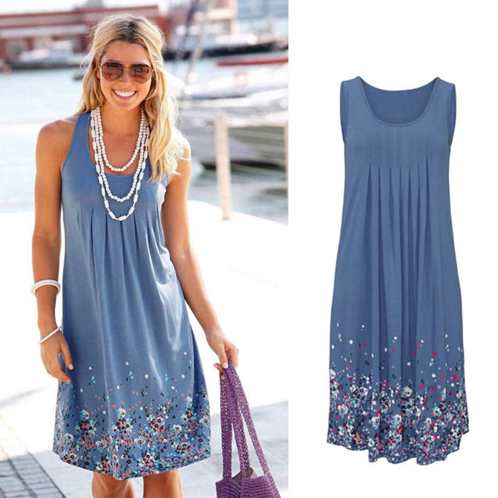 Sleeveless Floral Print Loose Summer Dress Fashion Six Colors Casual Women Dress - L&M LIFE PRODUCTS