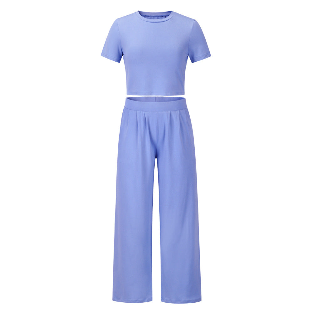 Short Sleeved T Shirt And Trousers Two Piece Suit Women - L&M LIFE PRODUCTS