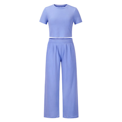 Short Sleeved T Shirt And Trousers Two Piece Suit Women - L&M LIFE PRODUCTS