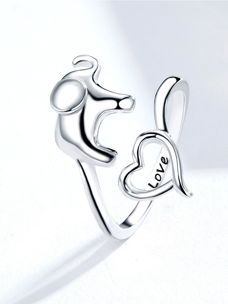 Cute animal heart shaped sterling silver ring - L&M LIFE PRODUCTS