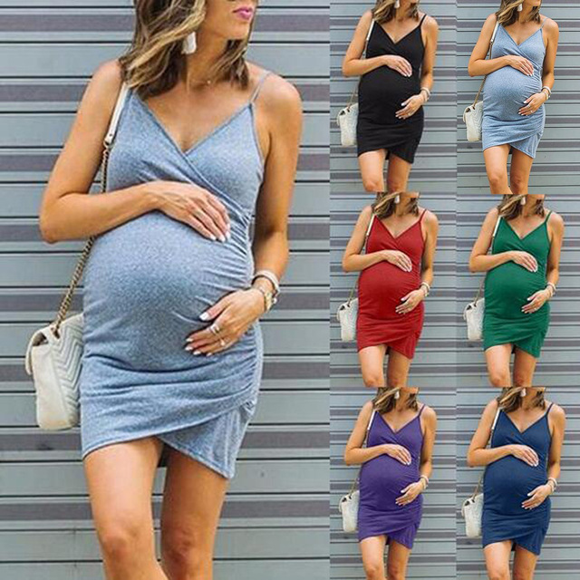 Women Maternity Dress Spaghetti Strap Plus Size - L&M LIFE PRODUCTS