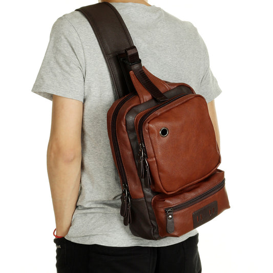 Leather Backpack Bag trend men's casual outdoor sport for men chest Bag Satchel - L&M LIFE PRODUCTS