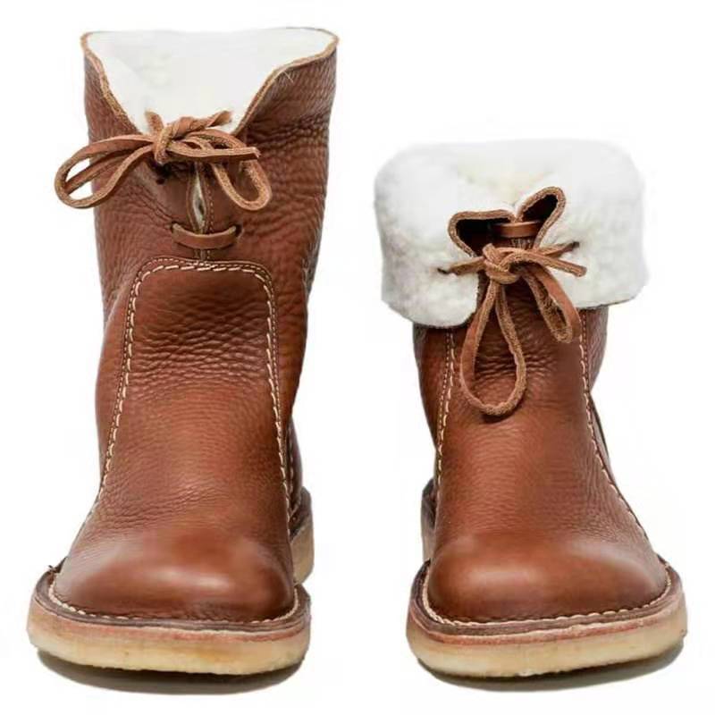 Women Snow Boots Woman Winter Fur Plush Lace Up Boots - L&M LIFE PRODUCTS