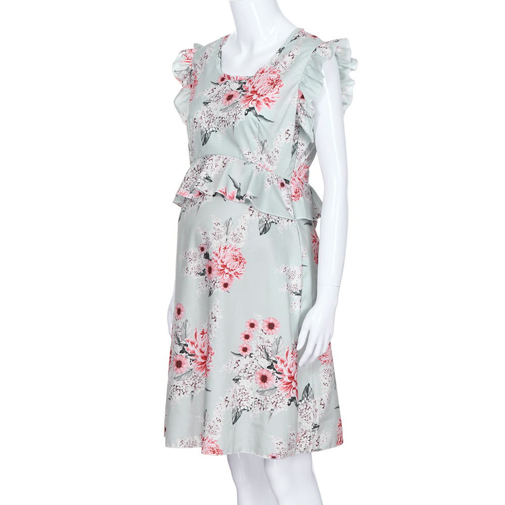 Women Sleeveless Maternity Dress Casual Flower Print - L&M LIFE PRODUCTS