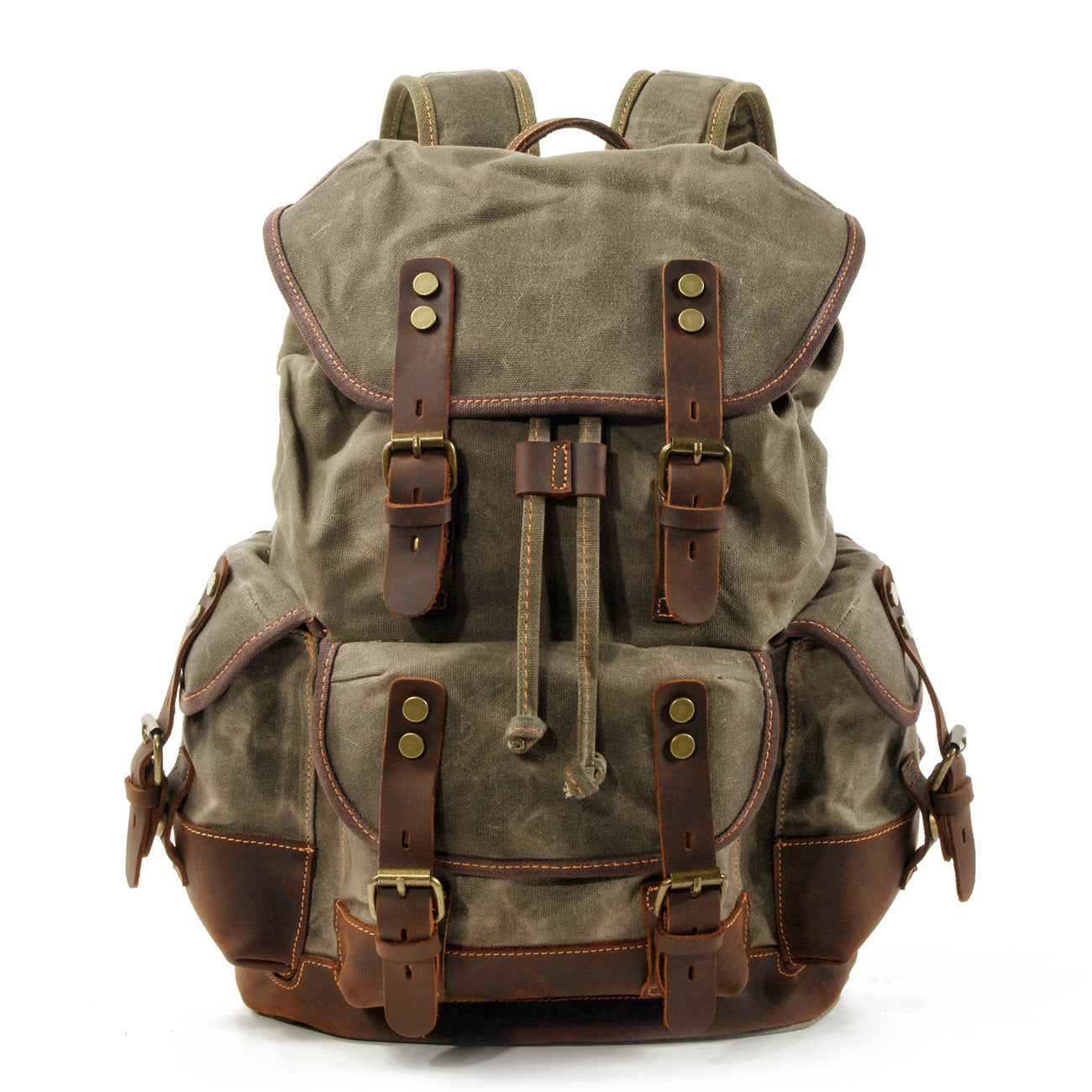 Canvas stitching leather mountaineering bag - L&M LIFE PRODUCTS