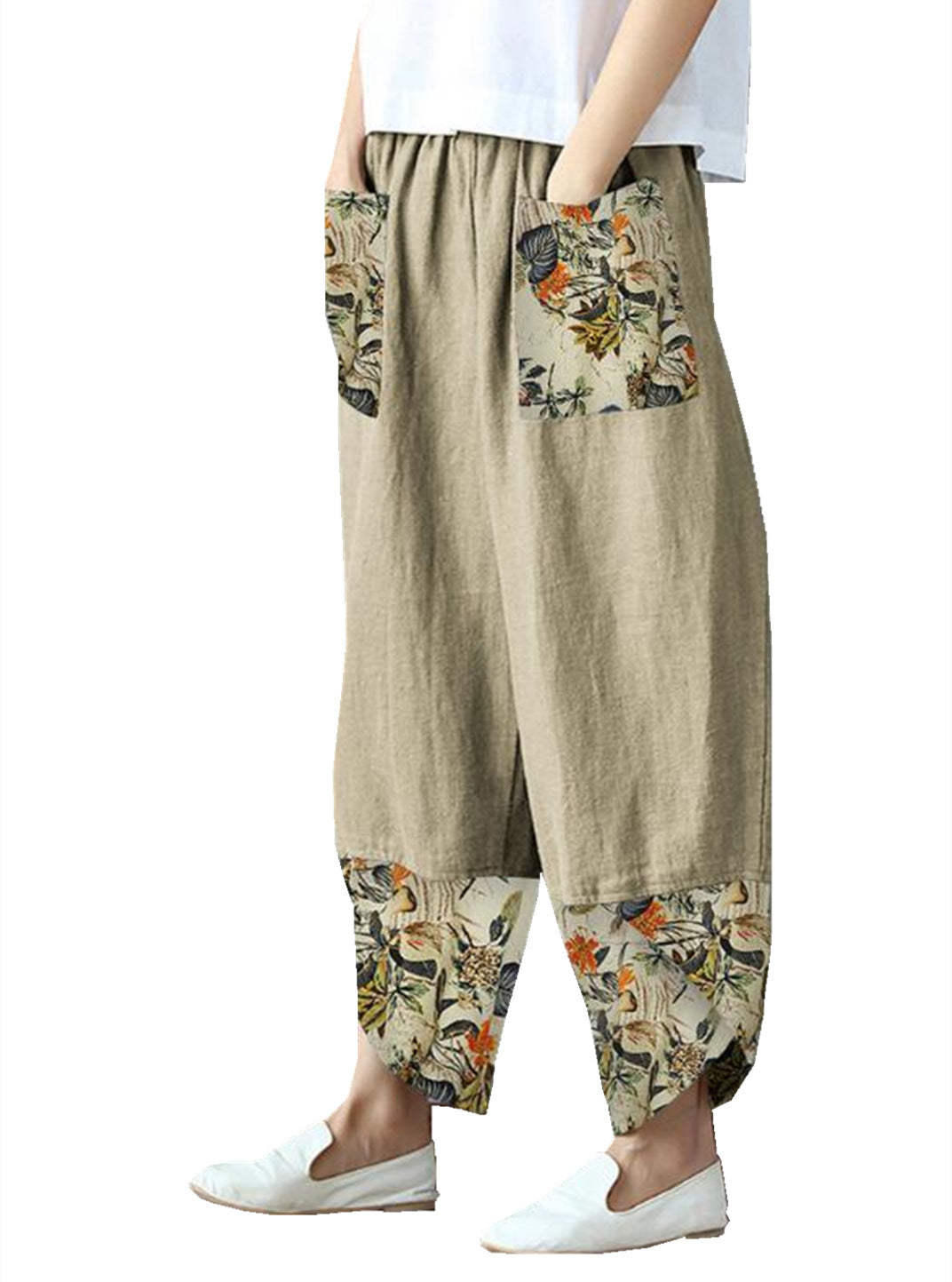 Quilted Cotton And Linen Wide Leg Trousers Loose Women's Dress - L&M LIFE PRODUCTS