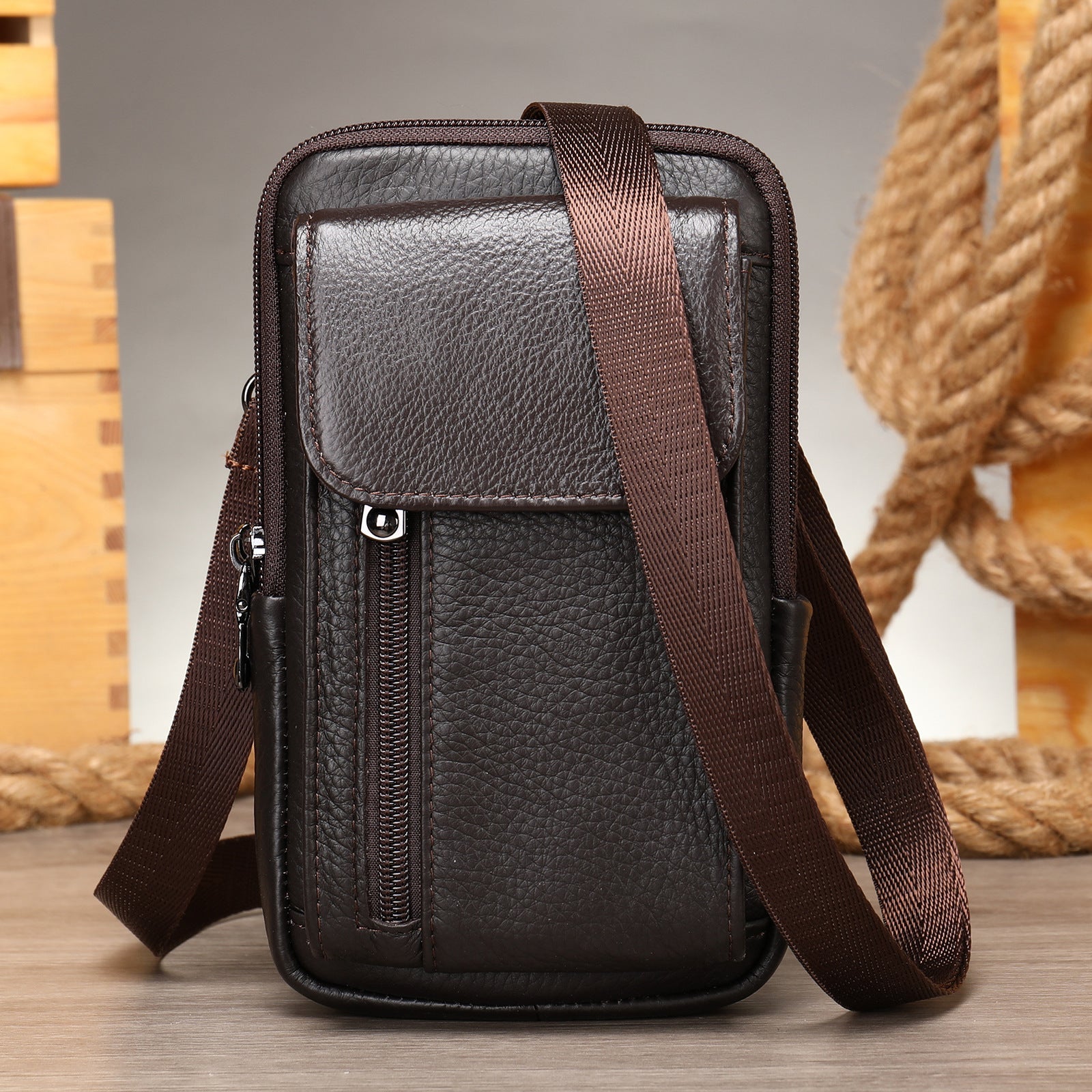 Men's Leather Casual One-shoulder Messenger Bag - L&M LIFE PRODUCTS