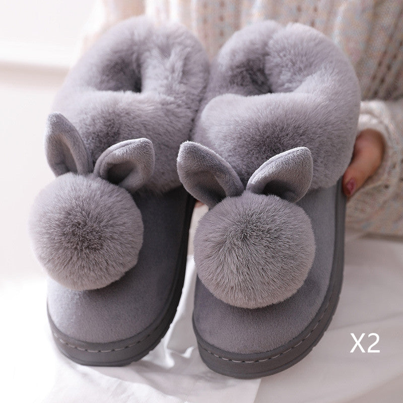 Autumn Winter Cotton Slippers Fur Rabbit Home Warm Thick Bottom Indoor Cotton Shoes Womens Slippers Cute Fluffy Cat Slippers - L&M LIFE PRODUCTS