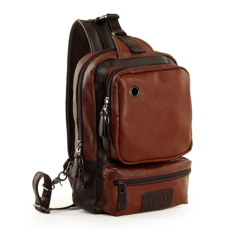 Leather Backpack Bag trend men's casual outdoor sport for men chest Bag Satchel - L&M LIFE PRODUCTS