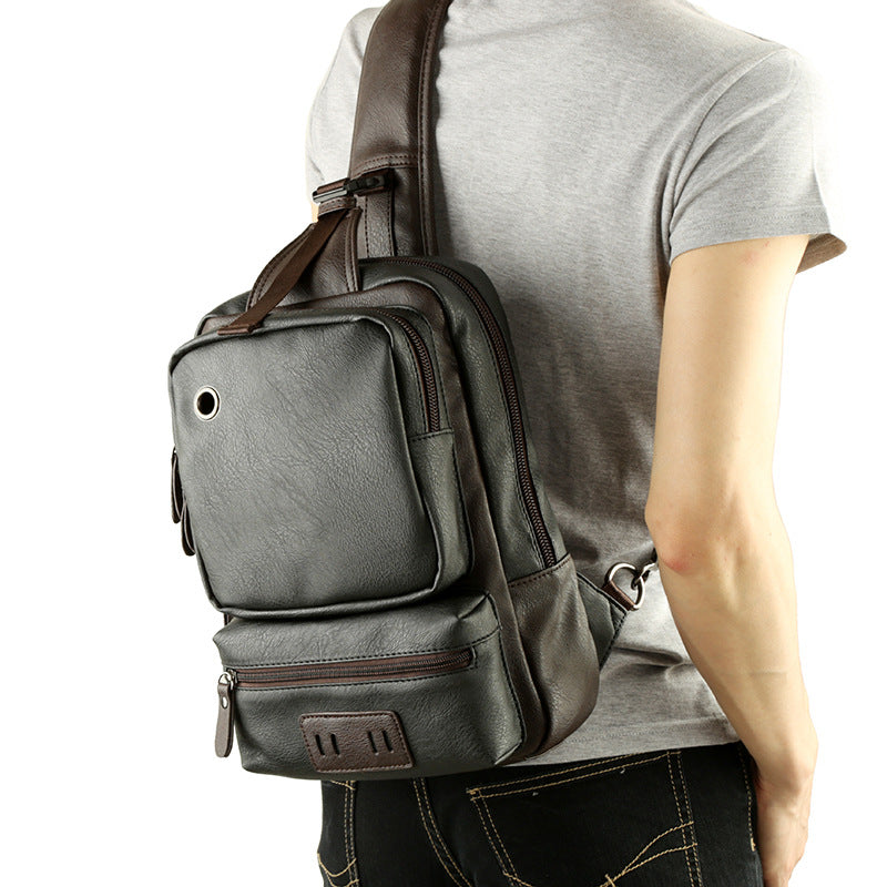 Leather Backpack Bag trend men's casual outdoor sport for men chest Bag Satchel - L&M LIFE PRODUCTS