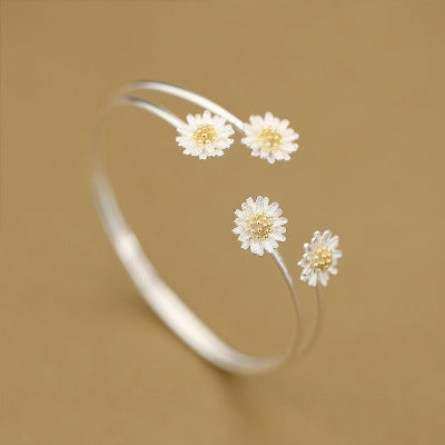 S925 Sterling Silver Bracelet wholesale sweet temperament double Daisy Bracelet Sterling silver jewelry. - L&M LIFE PRODUCTS