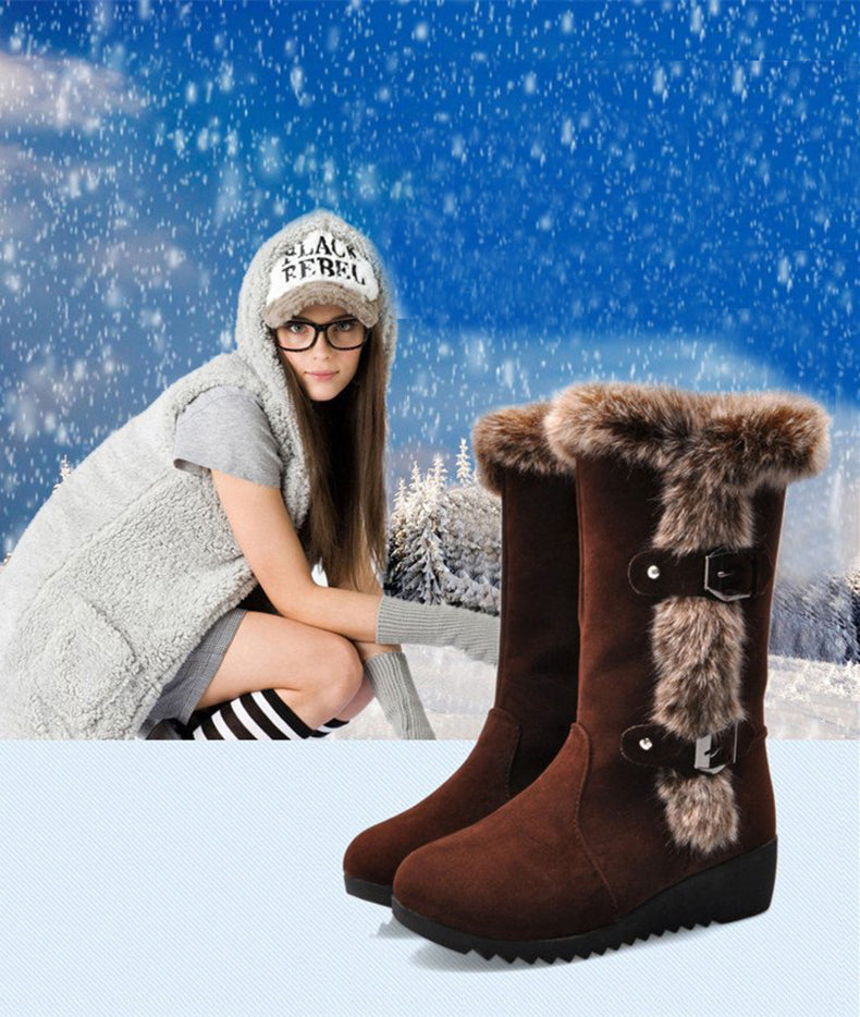 Snow Boots Mid-calf Faux Fur Plush Winter Women Boots - L&M LIFE PRODUCTS