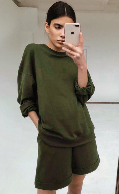 Two-Piece Suit Of Round Neck Top And Loose Shorts - L&M LIFE PRODUCTS