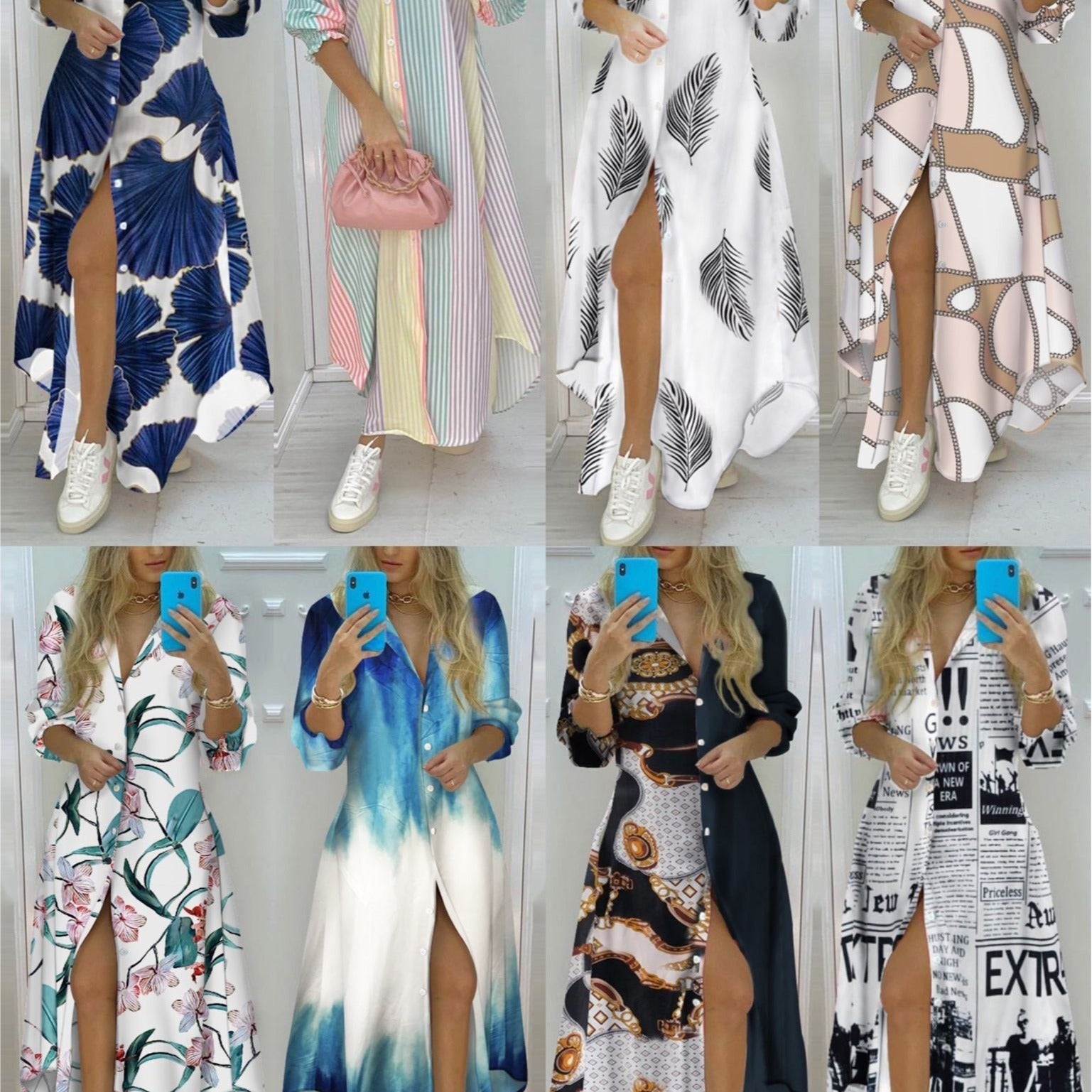Sexy Dress With Fashion Print And Long-sleeved Shirt - L&M LIFE PRODUCTS