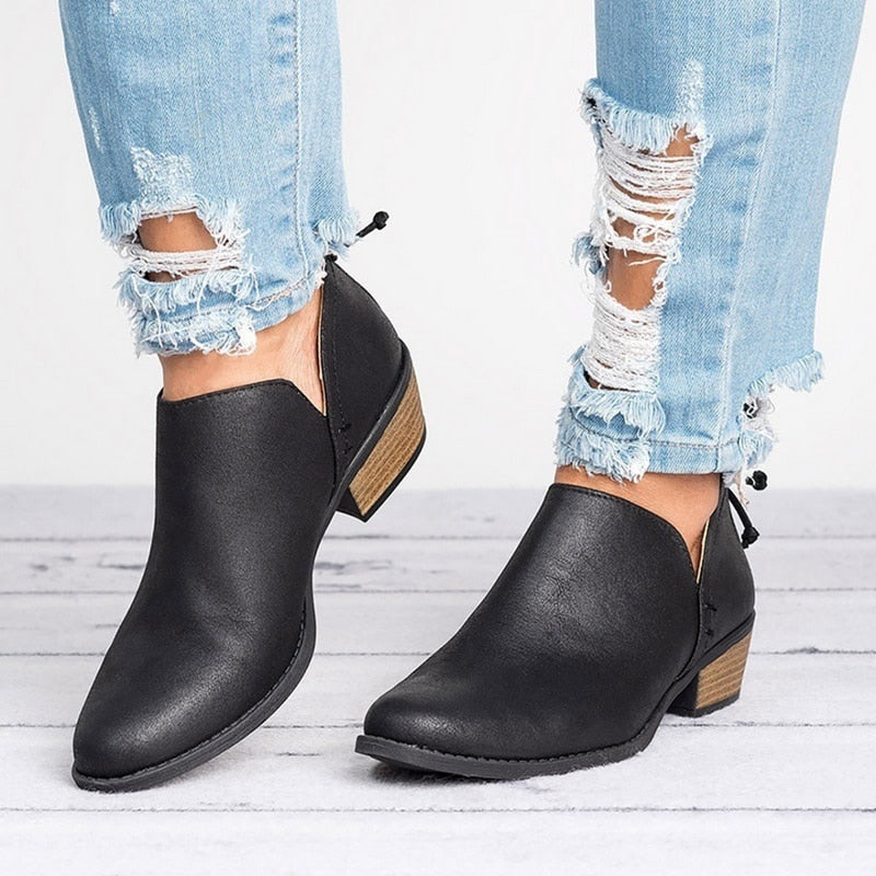 Autumn Women Shoes Retro High Heel Ankle Boots - L&M LIFE PRODUCTS