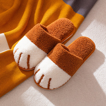 Cat Paw Cartoon Cute Couple Warm Indoor Plush Slippers - L&M LIFE PRODUCTS