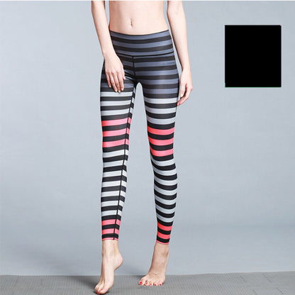 Stretch Stripe Printed High Waist Shaped Yoga Pants - L&M LIFE PRODUCTS