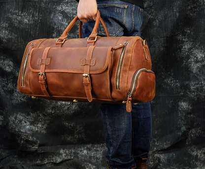 Retro Crazy Horse Leather Men's Travel Bag - L&M LIFE PRODUCTS