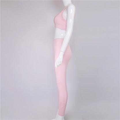 Yoga Set New  Solid Crop Top Long Pant Athleisure Women Suit Gym Sports BraLegging Two Piece Set Sportswear - L&M LIFE PRODUCTS