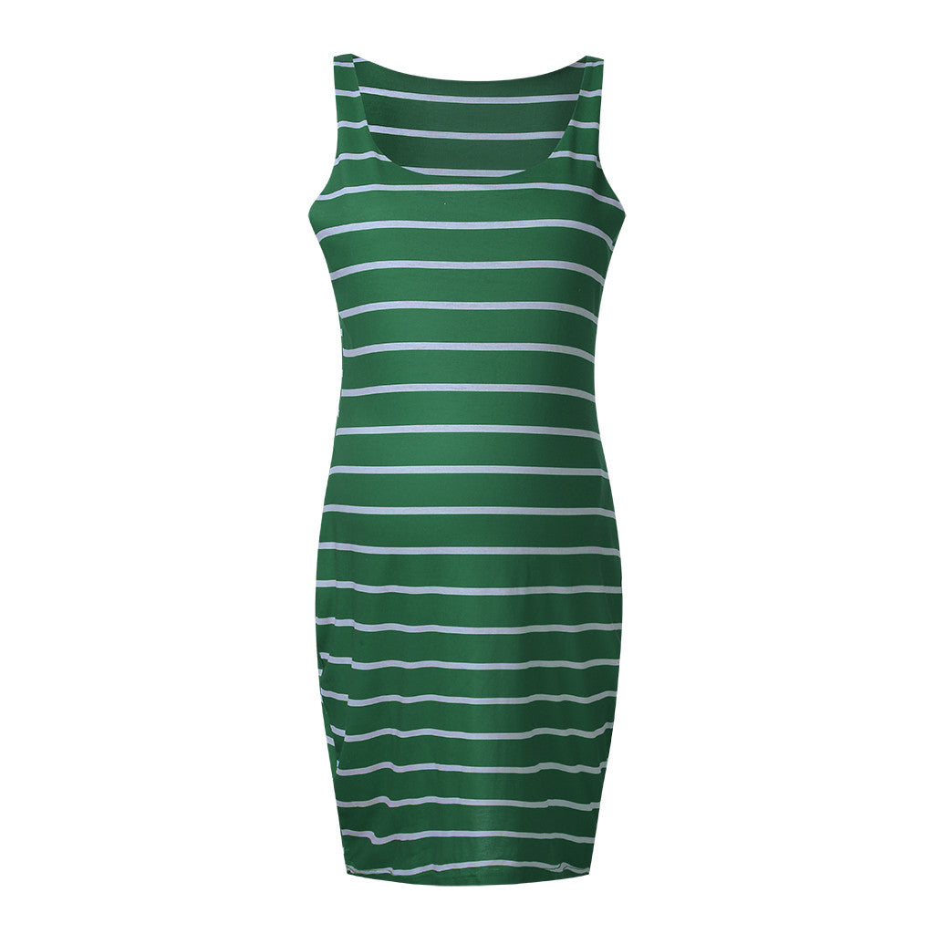 Striped Maternity Vest Dress - L&M LIFE PRODUCTS