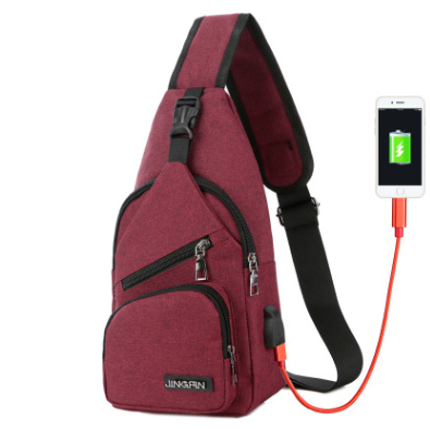 New shoulder bag men's charging bag sports men's usb chest bag outdoor diagonal package - L&M LIFE PRODUCTS