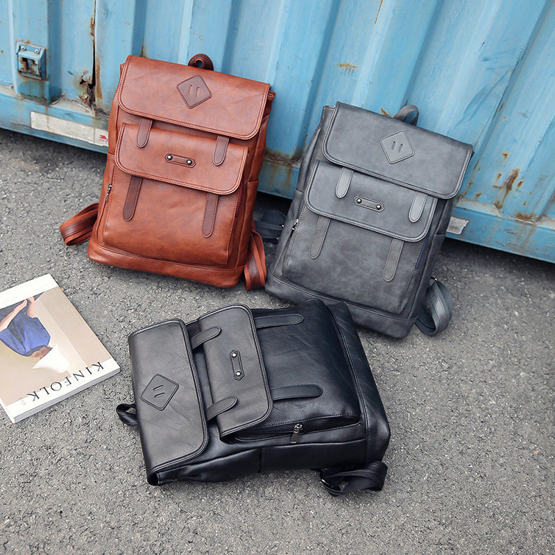 2023 new fashion color leather retro Backpack Laptop computer backpack on behalf of a man - L&M LIFE PRODUCTS