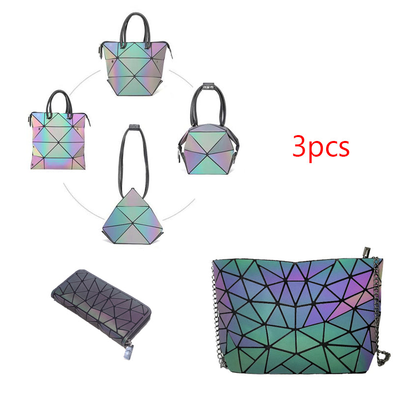 Luminous Makeup Bag Lattice Design Geometric Bag - L&M LIFE PRODUCTS