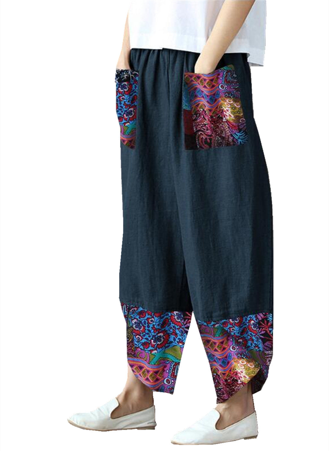 Quilted Cotton And Linen Wide Leg Trousers Loose Women's Dress - L&M LIFE PRODUCTS