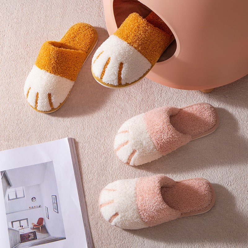 Cat Paw Cartoon Cute Couple Warm Indoor Plush Slippers - L&M LIFE PRODUCTS