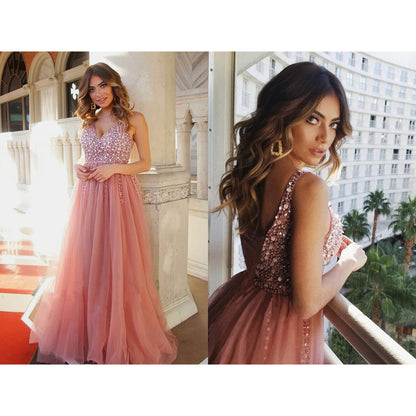 Sexy deep V gown dress - L&M LIFE PRODUCTS