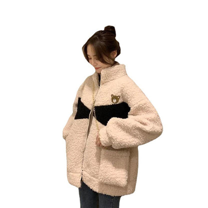 Lamb Wool Plus Velvet Jacket Female Design Sense Contrast Color - L&M LIFE PRODUCTS