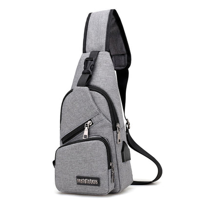 Korean version of the new custom USB2021 single shoulder bag man BAG canvas male chest pack charging sports outdoor Xiekua package - L&M LIFE PRODUCTS